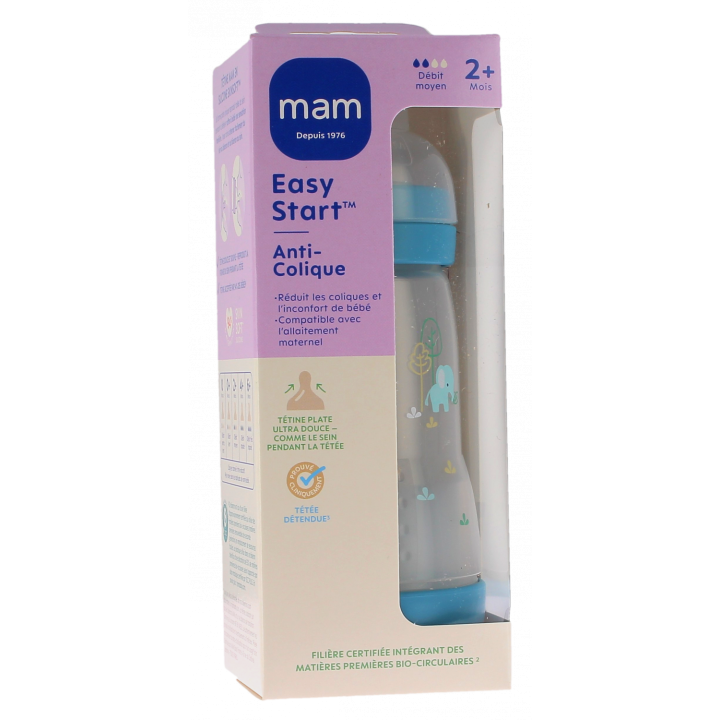 Easy Start Anti-Kolik Flasche 2+ Monate mittlerer Fluss Ozeanblau Mam - 1 Flasche 260ml