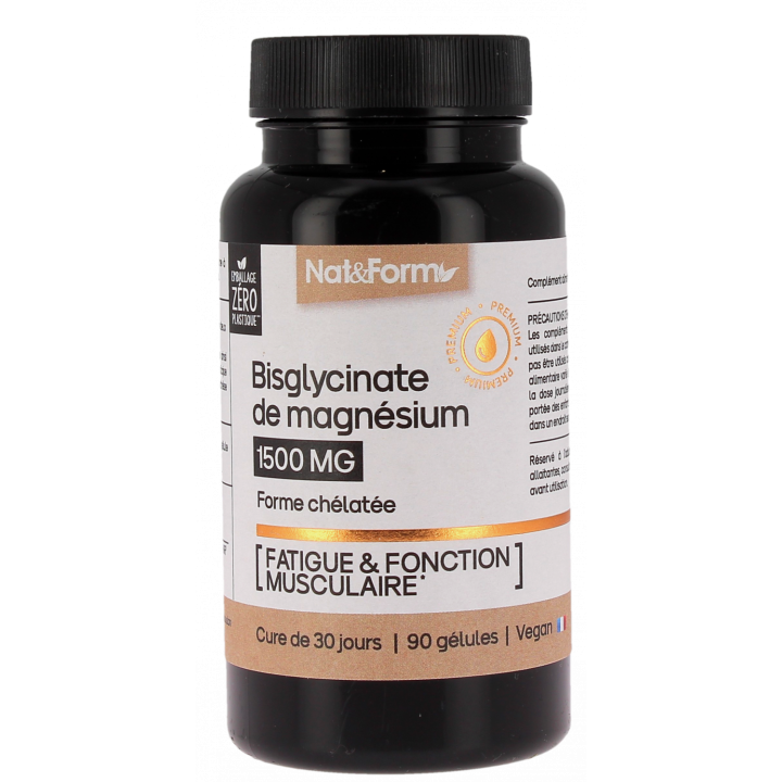 Bisglycinat Magnesium 1500mg Nat&Form - Dose von 90 Kapseln