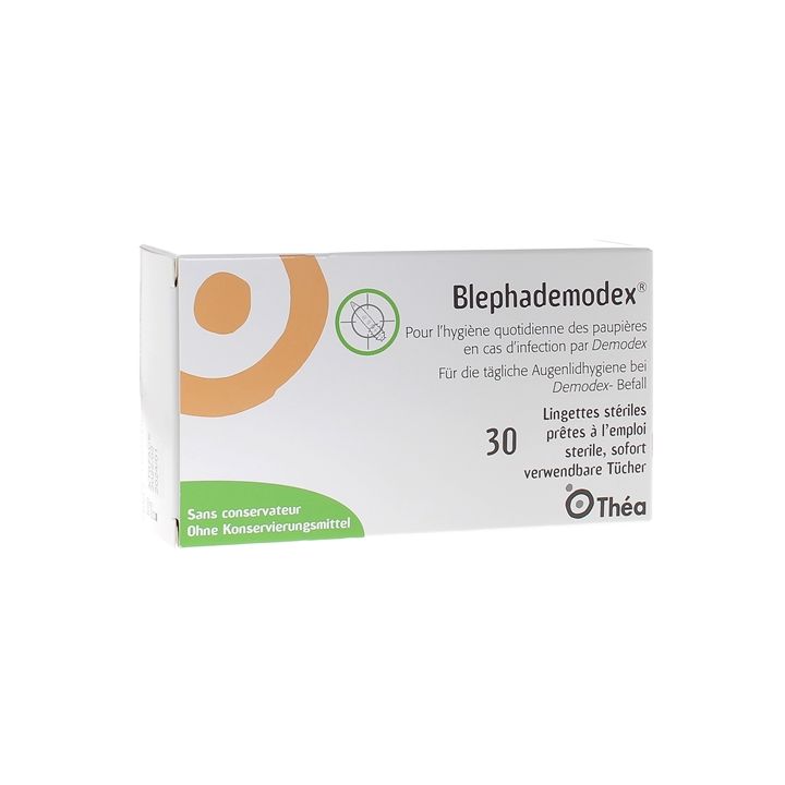 Blephademodex feuchte Tücher Augenlid-Hygiene Théa - Packung mit 30 Tüchern
