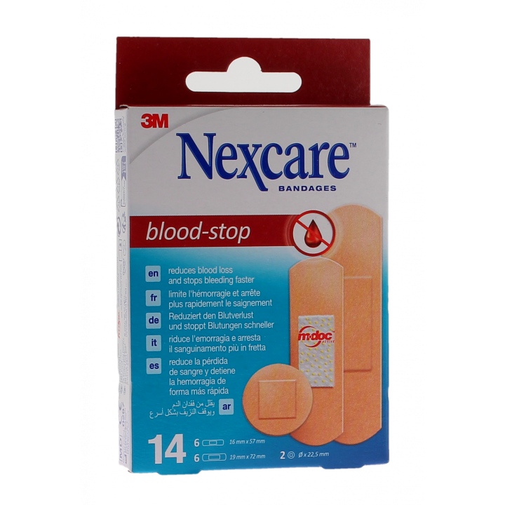 Blood-Stop Hämostatische Pflaster Nexcare - Packung mit 14 Pflastern