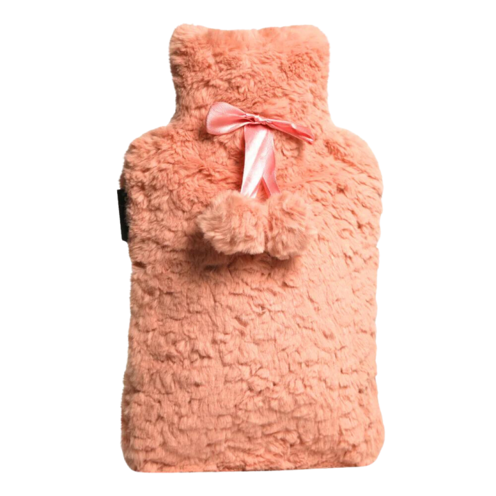 Wasserflasche mit rosa Pomponbezug Calindoo - 2L Wärmflasche