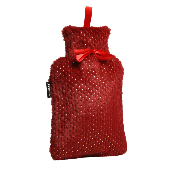 Wasserflasche mit glänzend rotem Bezug Calindoo - Wärmflasche 2L