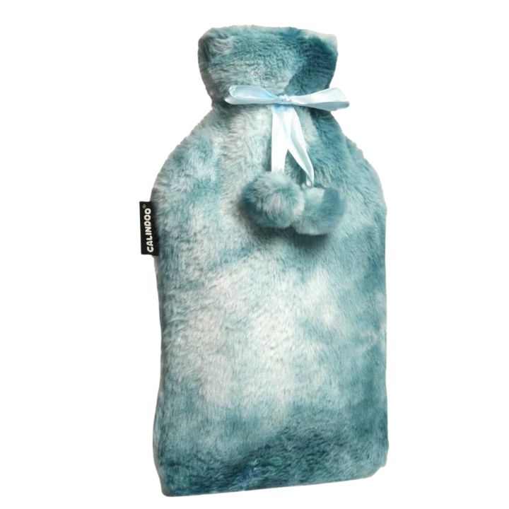 Wasserflasche mit tie&dye türkisfarbenem Bezug Calindoo - Wärmflasche mit 2L