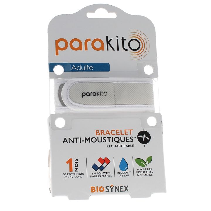 Wiederaufladbares weißes Anti-Mücken-Armband Para Kito - 1 Armband + 2 Nachfüllungen