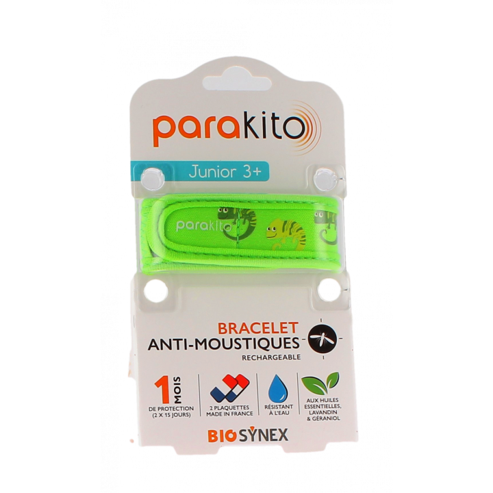 Wiederaufladbares Anti-Mücken-Armband Junior Chamäleon Para'kito - 1 Armband + 2 Nachfüllungen