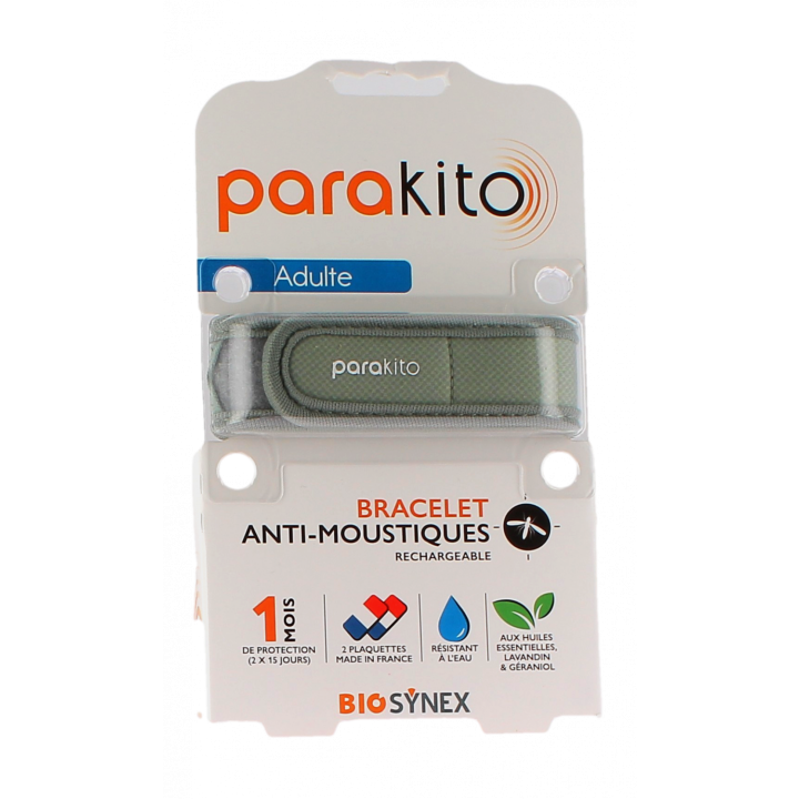 Wiederaufladbares Mückenschutzarmband Khaki Para Kito - 1 Armband + 2 Nachfüllungen