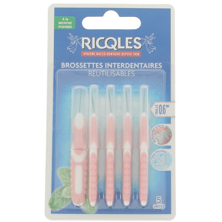 Interdentalbürsten 0,6 mm Ricqles - 5 wiederverwendbare Bürsten