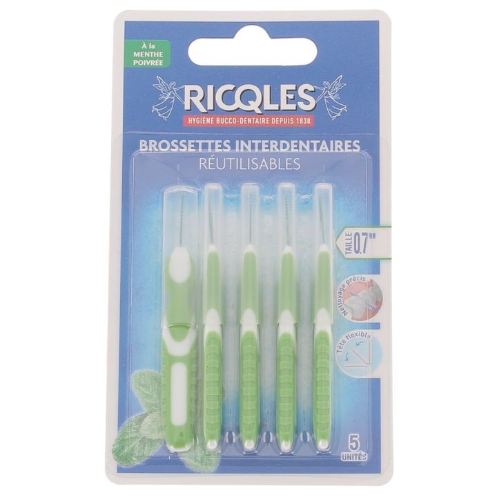 Interdentalbürsten 0,7 mm Ricqles - 5 wiederverwendbare Bürsten