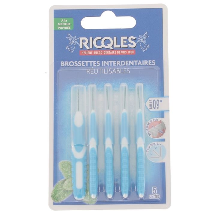 Interdentalbürsten 0,9 mm Ricqles - 5 wiederverwendbare Bürsten