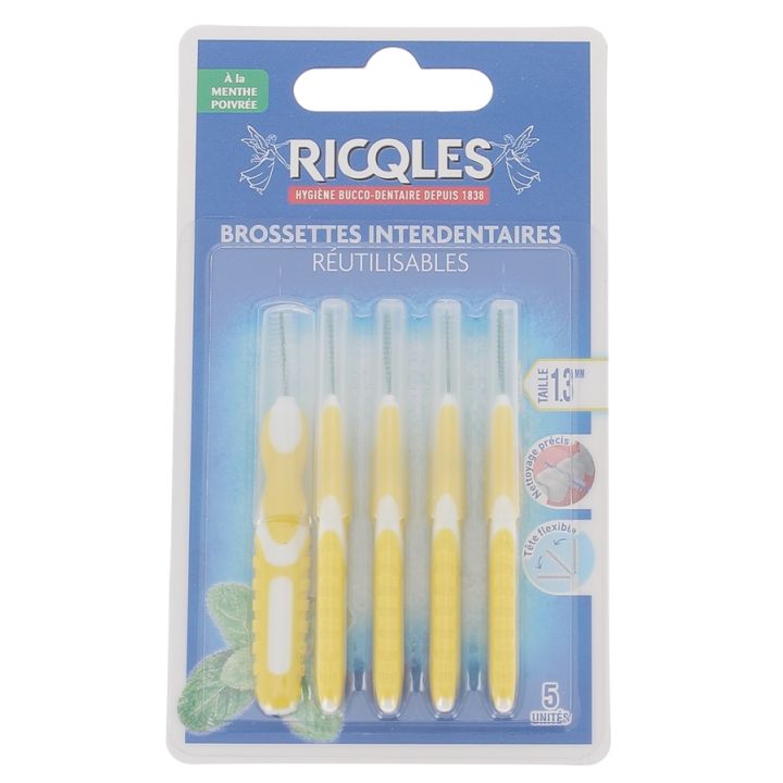 Interdentalbürsten 1,3 mm Ricqles - 5 wiederverwendbare Bürsten