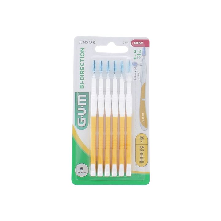 Antibakterielle Interdentalbürste Bi-direction 1,4 mm Gum - 6 Bürsten