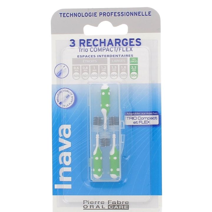 Interdentalbürsten 2,2 mm Trio Compact und Flex Inava - 3 Nachfüllungen