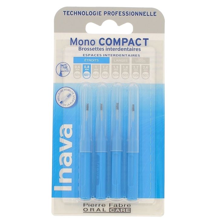 Interdentalbürsten Mono kompakt 0,8 mm ISO1 Inava - 4 Interdentalbürsten