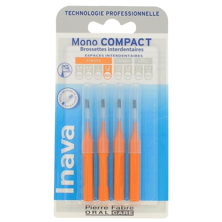 Interdentalbürsten Mono kompakt 1,2 mm ISO3 Inava - 4 Interdentalbürsten