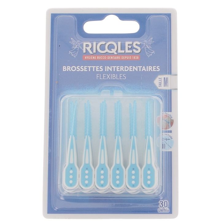Flexible Interdentalbürsten Größe M Ricqles - Packung mit 30 Stück