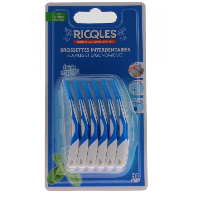 Weiche und ergonomische Interdentalbürsten Ricqles - Packung mit 30 Stück