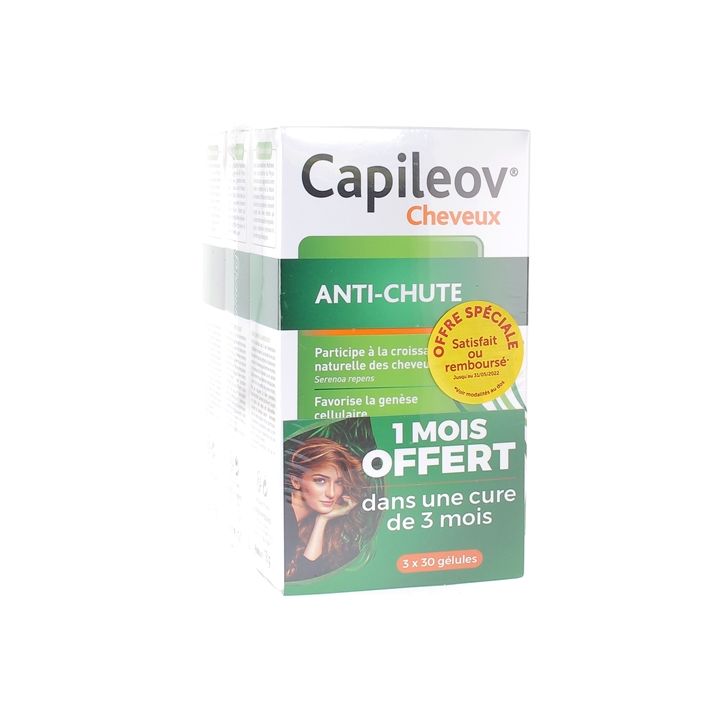 Capileov Anti-Haarausfall doppelte Wirkung Nutreov - Packung mit 90 Kapseln für 3 Monate, davon 1 Monat geschenkt