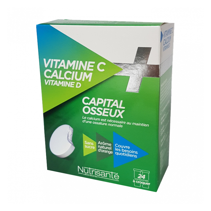 Knochenkapital Vitamin C + D + Calcium Nutrisanté - Packung mit 24 Tabletten