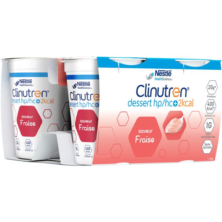 Clinutren Geschmack Erdbeere HP/HC + Nestlé - Packung mit 4x200g