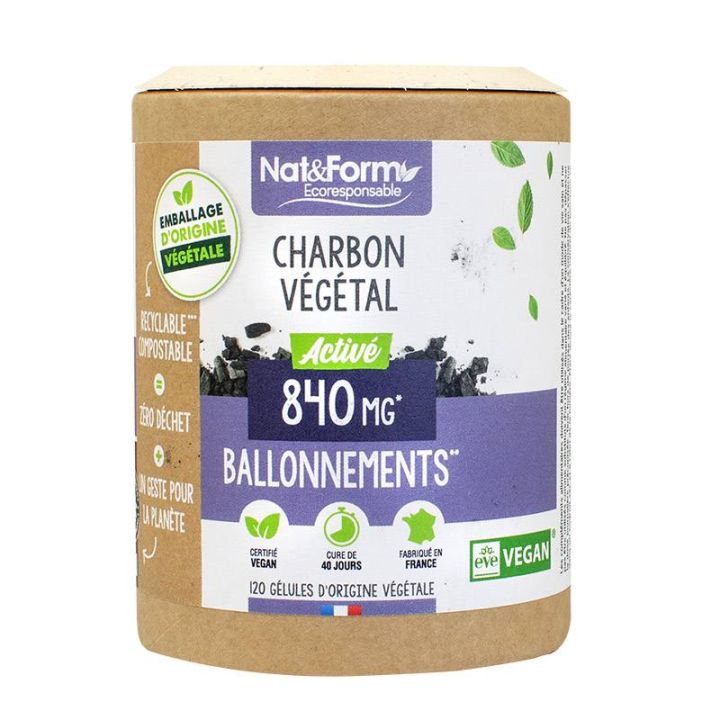 Aktivkohle Ecoresponsable Nat&Form - Dose mit 120 Kapseln