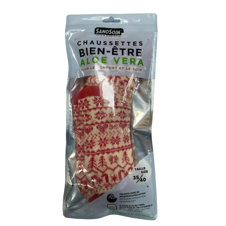 Wellness-Socken Aloe Vera in Weiß und Rot SanoSoin - ein Paar Socken