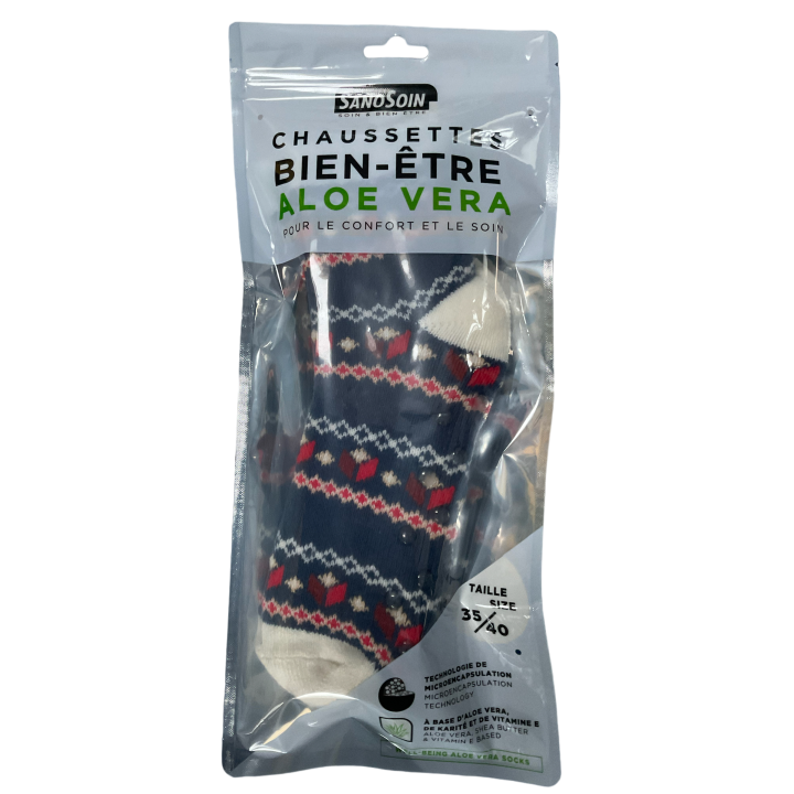 Wellness-Socken Aloe Vera Blau und Rot SanoSoin - ein Paar Socken