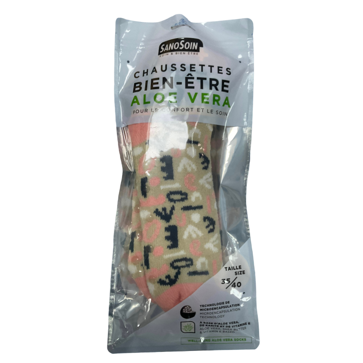 Wellness-Socken Aloe Vera rosa und beige SanoSoin - ein Paar Socken