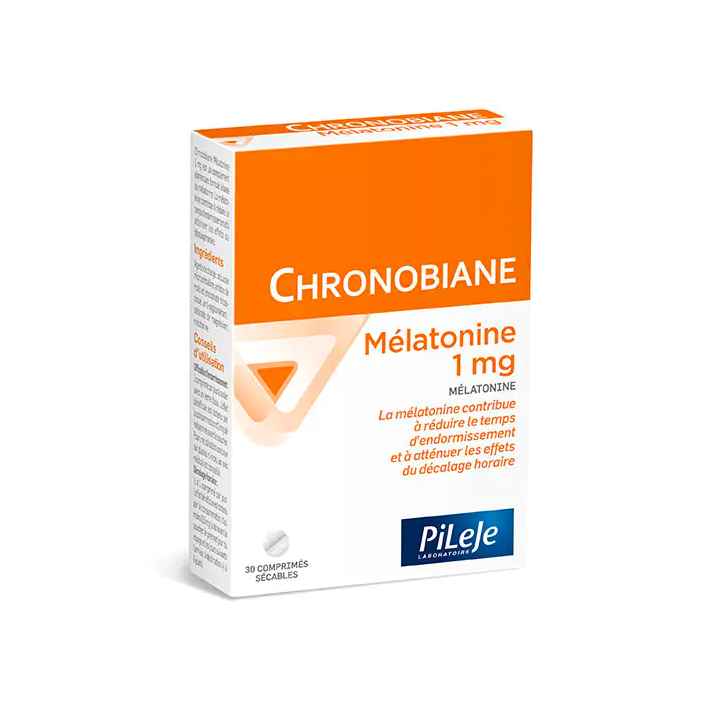 Chronobiane Melatonin 1mg Pileje - Packung mit 30 teilbaren Tabletten