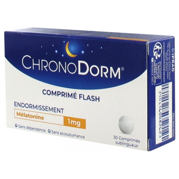 Chronodorm Melatonin 1mg Iprad - Packung mit 30 Sublingualtabletten