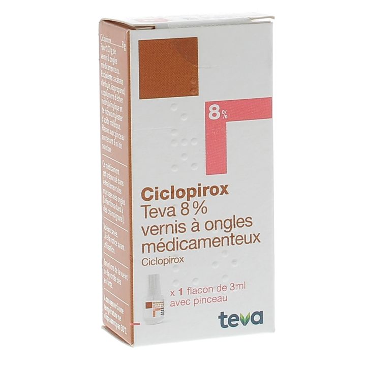 Ciclopirox 8% medizinischer Nagellack Teva - Flasche mit 3 ml