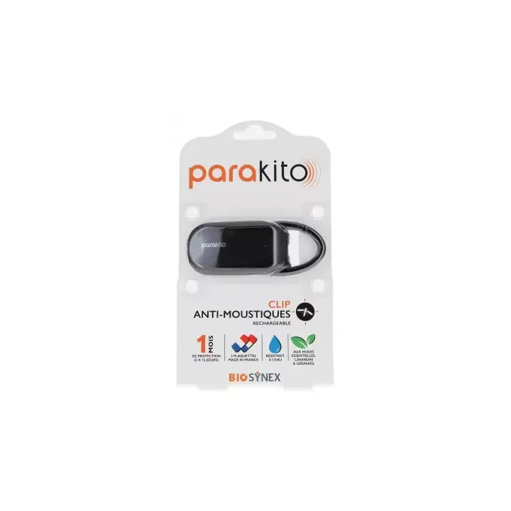 Wiederaufladbarer Mückenschutzclip Parakito - 1 Clip + 2 Nachfüllungen