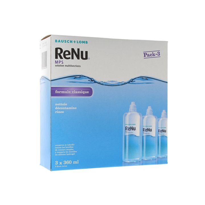 ReNu MPS Multifunktionslösung klassische Formel Bausch Lomb - 3er Pack mit 360 ml Flaschen + 3 Kontaktlinsenbehälter