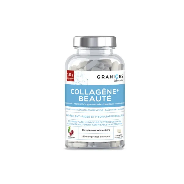 Kollagen+ Schönheit Kirschgeschmack Granions - Dose mit 120 Tabletten