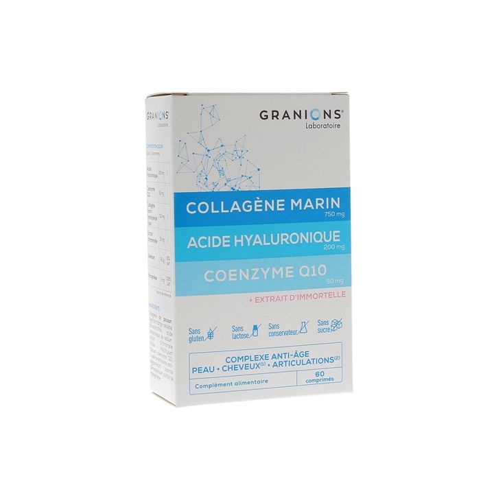 Marine Kollagen Hyaluronsäure Coenzym Q10 Granions - Packung mit 60 Tabletten