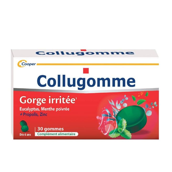 Collugomme gereizter Hals Cooper - Packung mit 30 Kaugummis