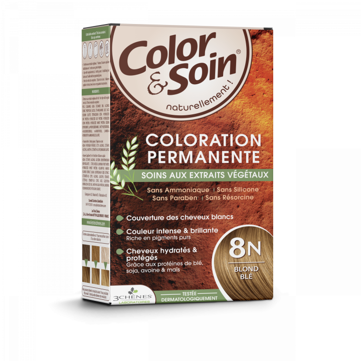 Farbe & Pflege permanente Haarfarbe Weizenblond 8N Les 3 Chênes - 1 Set