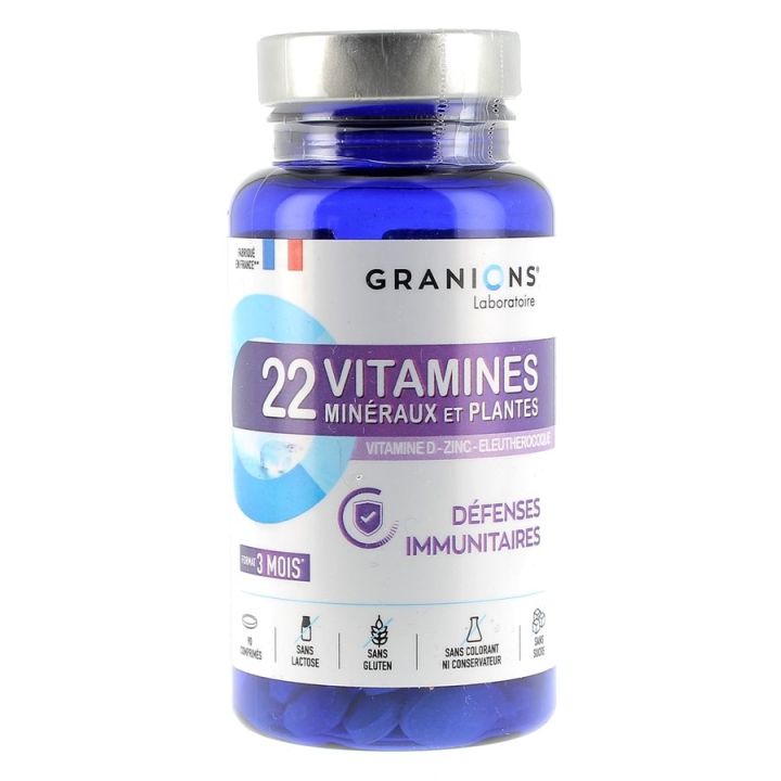 22 Vitamine, Mineralien und Pflanzen Granions - Packung mit 90 Tabletten