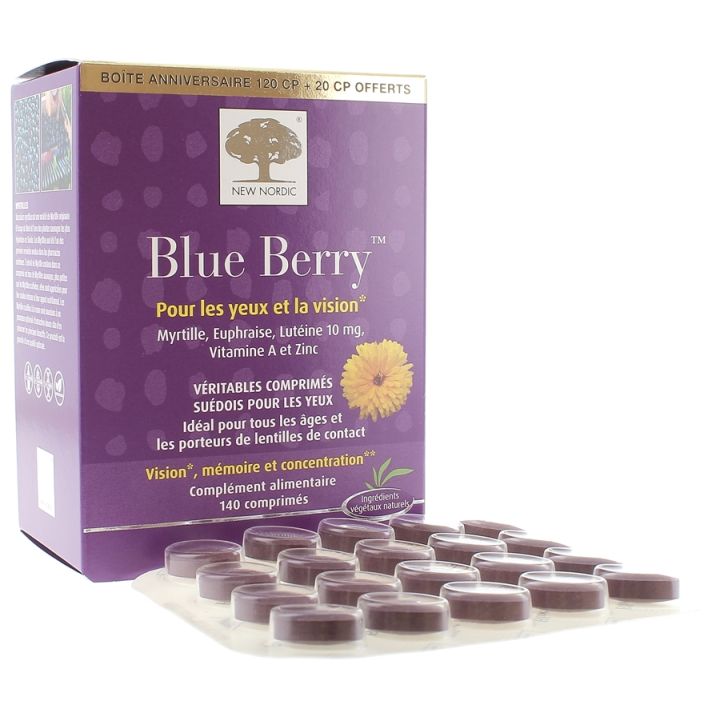Blue Berry für die Augen und das Sehen New Nordic - Packung mit 140 Tabletten (davon 20 gratis)