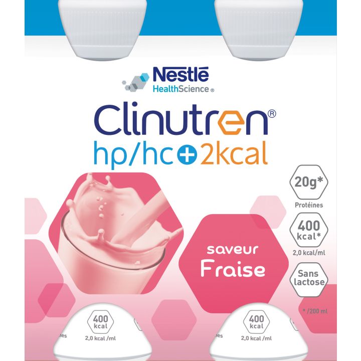 Clinutren HP/HC +2Kcal Erdbeergeschmack - 4 Flaschen à 200 ml
