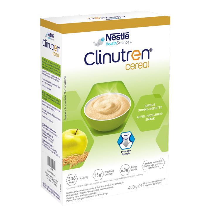 Clinutren Cereal Nahrungsergänzungsmittel mit Apfel-Haselnuss-Geschmack von Nestlé - 450 g Dose