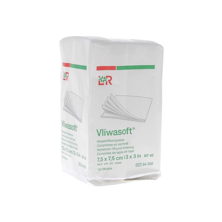 Vlieskompressen 7,5x7,5cm Vliwasoft Velpeau Lohmann & Rausher - Schachtel mit 100 Kompressen