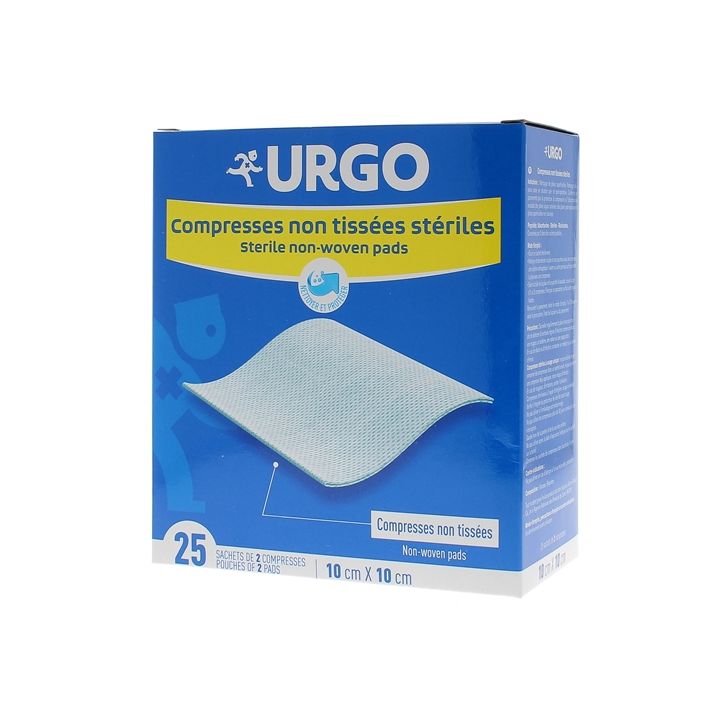 Urgo sterile Vlieskompressen - 25 Beutel mit 2 Kompressen 10 x 10 cm