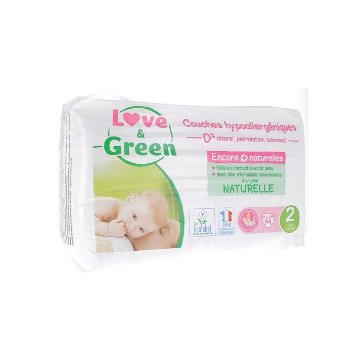Hypoallergene Windeln Größe 2 Love & Green - Packung mit 44 Windeln