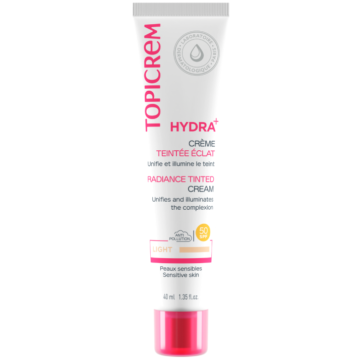 Hydra+ Getönte Creme Glow Light SPF 50 Topicrem - Tube mit 40 ml