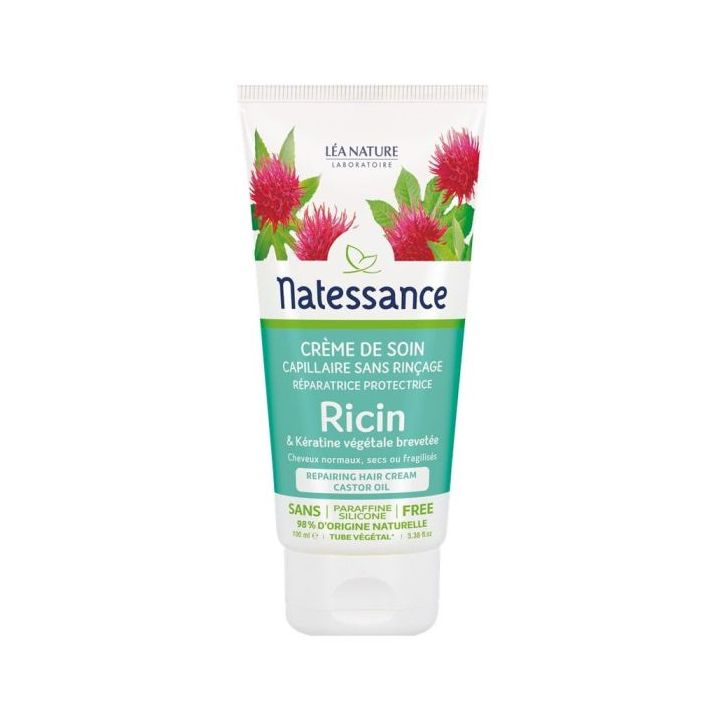 Haarpflegecreme mit Rizinusöl ohne Ausspülen Natessance - Tube mit 100 ml
