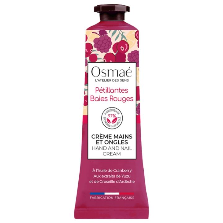 Hände- und Nagelcreme Sprudelnde rote Beeren Osmaé - Tube mit 30 ml