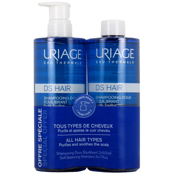 DS Hair Sanftes ausgleichendes Shampoo Uriage - 2 Flaschen à 500 ml