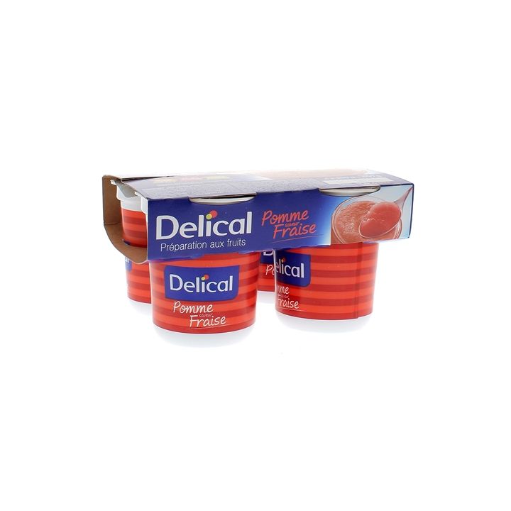 Nutra'pote Dessert mit Früchten Apfel Erdbeere Delical - 4er Pack mit 200g Bechern