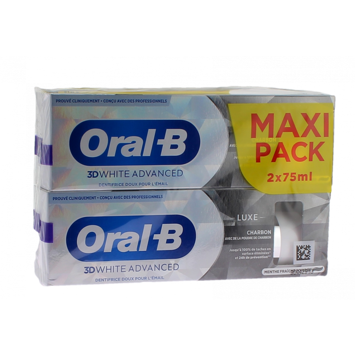 Zahnpasta 3D White Advanced Luxe Aktivkohle Oral-B - 2er Pack mit 75ml Tuben