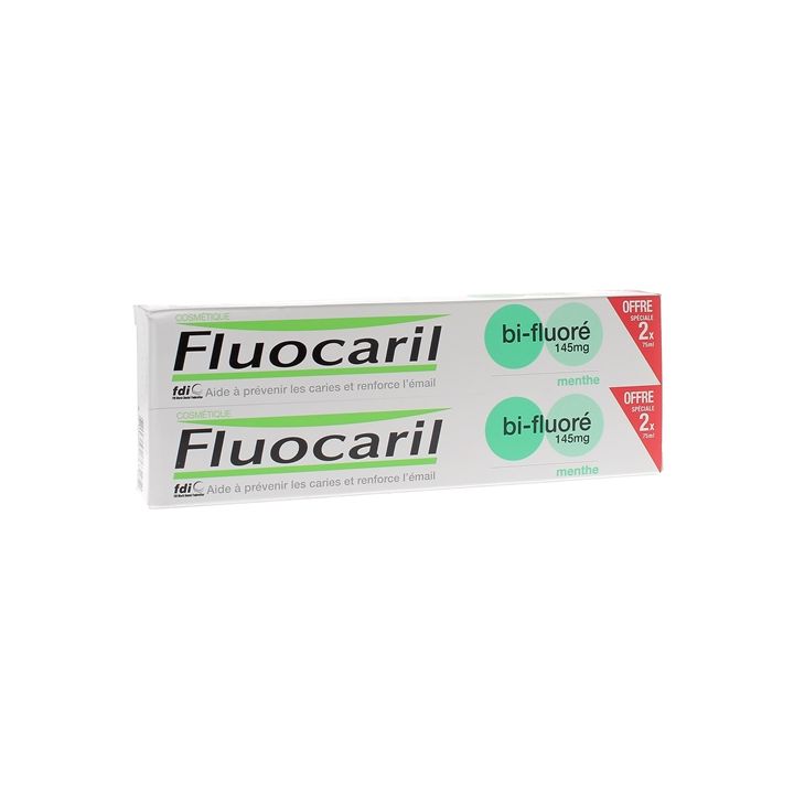 Fluocaril Fluorid-Zahnpasta 145 mg Minze - 2er-Pack mit 75 ml Tuben